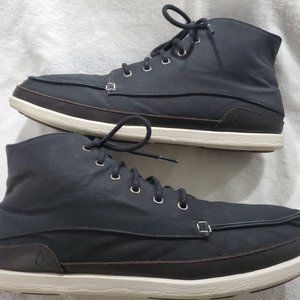 Mens Olukai Nalukai Kapa Black Waxed Canvas High Top Chukka Shoes Boots Size 11